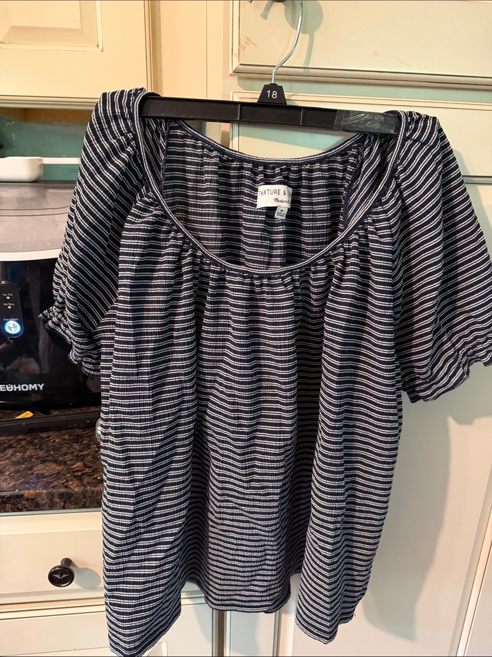 Madewell Navy & White Striped Scoop Neck Blouse